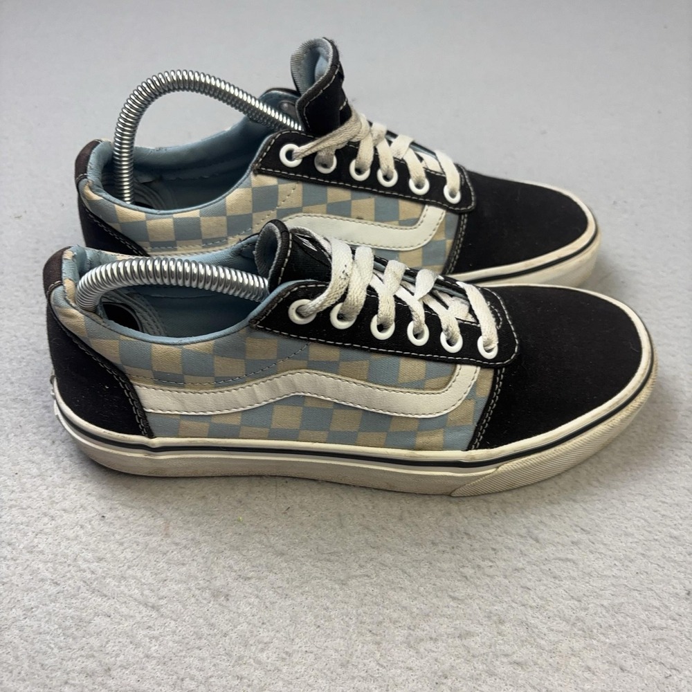 Vans Old Skool Shoes Womens Size 8.5 Blue Checkerboard Canvas Skate Sneakers